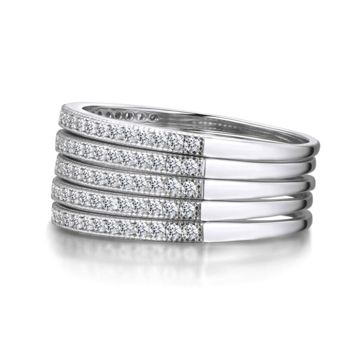 5 in one diamond stackable rings 925 sterling silver band for women wholesale 